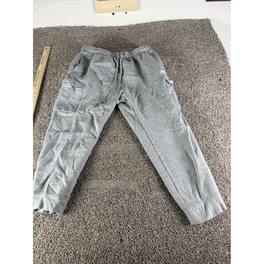 Nike Mens Gray Fleece Cargo Jogger Sweatpants XL Heather Grey Sportswear Pants